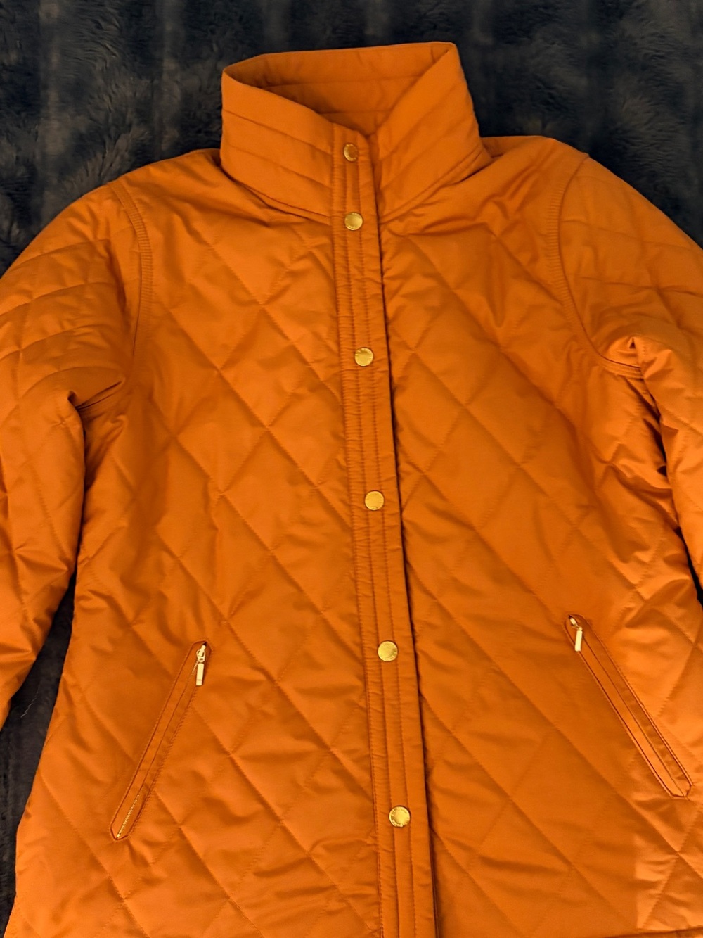 L.L.Bean Womens Quilted Jacket Orange Quilt Snap Front Lightweight Size Small - Picture 5 of 13